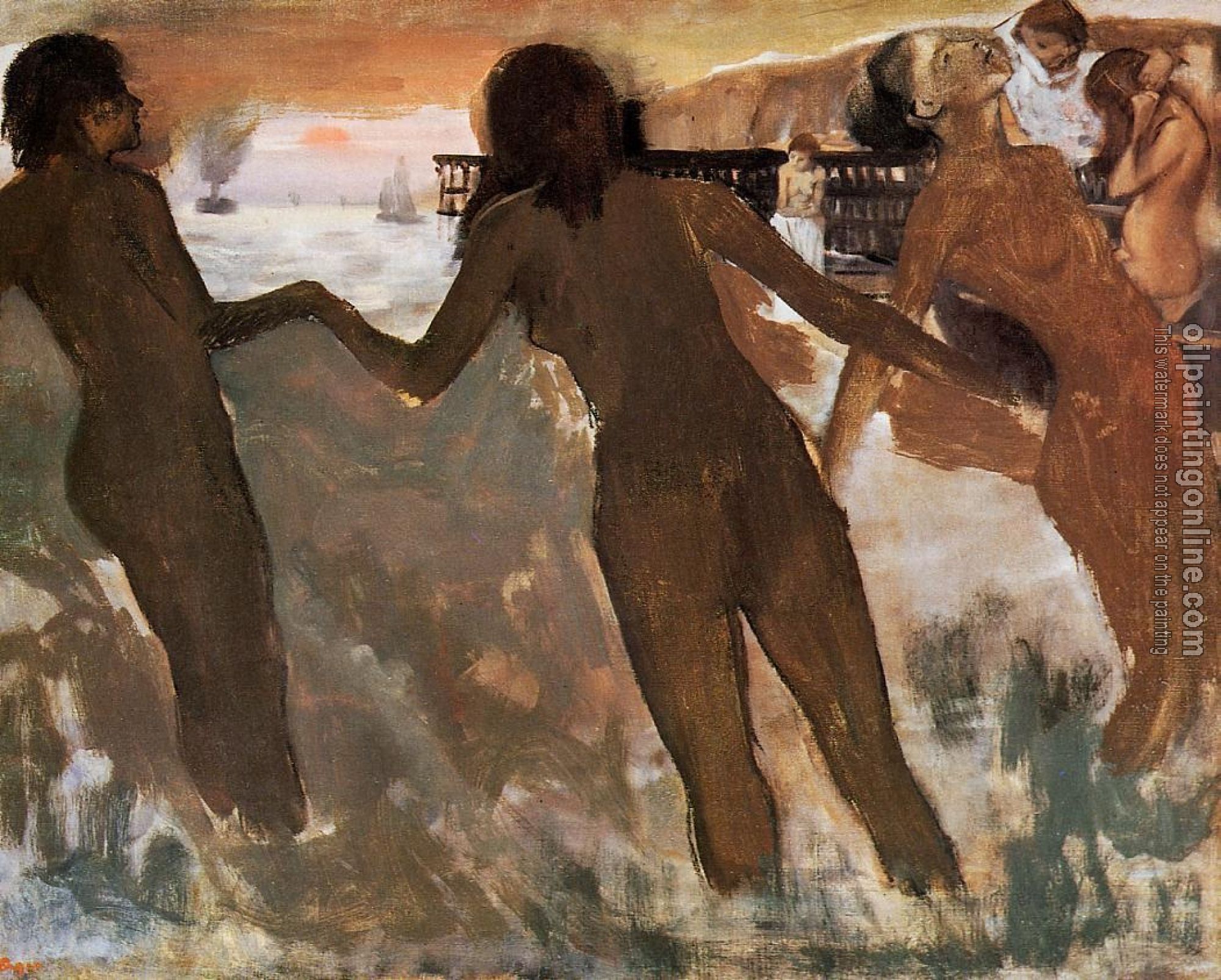 Degas, Edgar - Peasant Girls Bathing in the Sea at Dusk